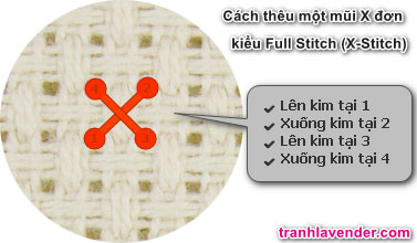 Cách thêu Full Stitch bằng chữ thập