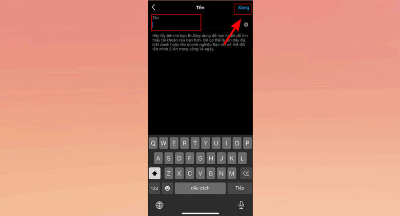 cách đổi tên instagram trên điện thoại: bước 3