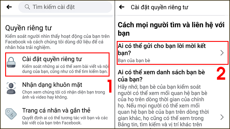 Tùy chọn ai có thể gửi cho bạn yêu cầu kết bạn