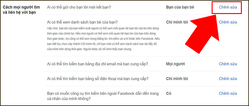 Chọn Chỉnh sửa Ai có thể gửi yêu cầu kết bạn cho bạn