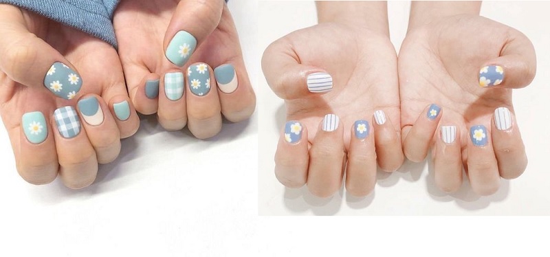 Một mẫu nail hoa cúc đẹp khác cho bạn gái lựa chọn